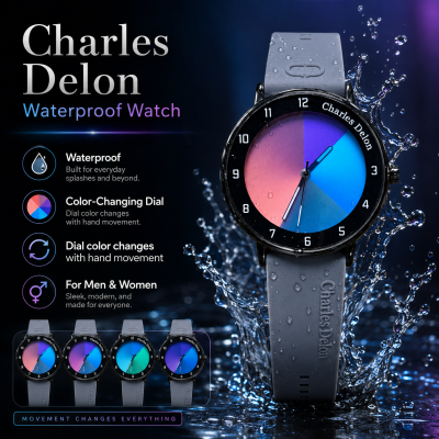 Charles Delon waterproof Dial Colour Changing Watch For Him & Her (Ash)